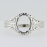 Art Nouveau Sterling Silver Semi Mount Ring Setting Oval OV 10X8mm Cabochon Syzjewelry